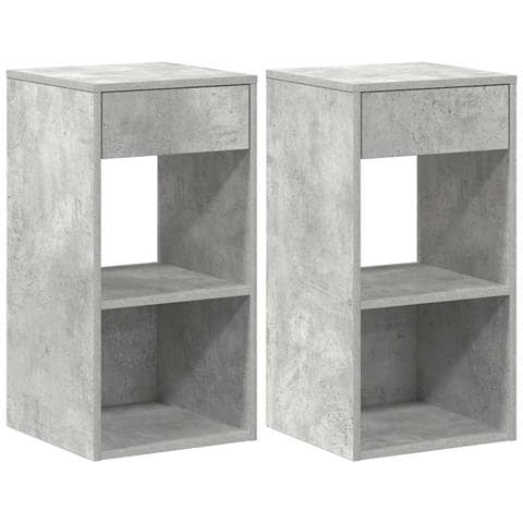 Comodini Con Cassetto 2 Pz Grigio Cemento 35x34x66,5 Cm - Foto 2