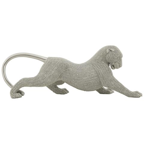 Scultura Gatti 5 - Argento - Poliresina - 32x9x11 Cm - Foto 1