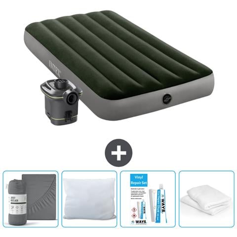 Set Materassino Gonfiabile - 191x99x25 Cm - Verde - Include Accessori Coordinati - Foto 1
