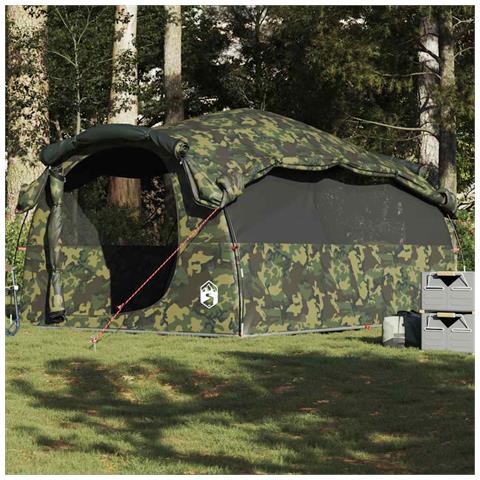 Tenda Familiare a Tunnel per 6 Persone Mimetica Impermeabile - Foto 1
