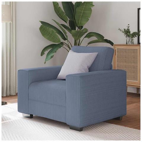 Divano Sedia Blu 60 cm Tessuto di velluto a coste - Foto 2