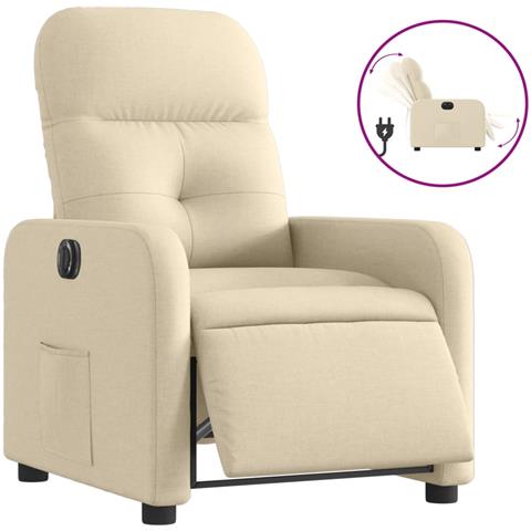 Poltrona Elettrica Reclinabile Crema in Tessuto - Foto 1