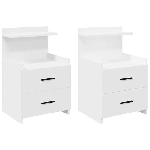 Comodini 2 pz con 2 cassetti bianchi 40x36,5x62 cm - Foto 1