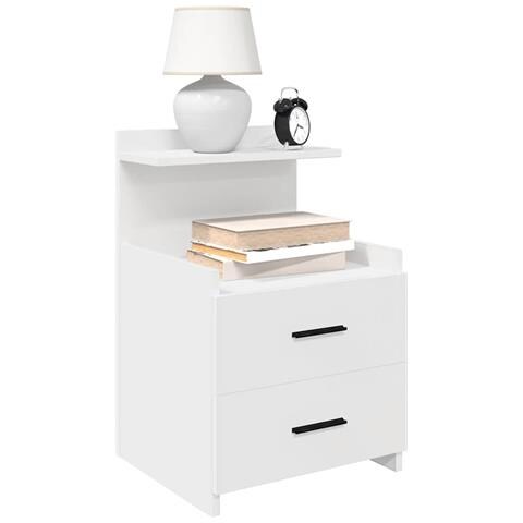 Comodini 2 pz con 2 cassetti bianchi 40x36,5x62 cm - Foto 2