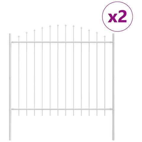 Recinzione da Giardino con Parte Superiore ad Arco Bianca 3,4x1,5 m in Acciaio - Foto 1
