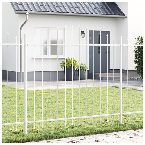 Recinzione da Giardino con Parte Superiore ad Arco Bianca 3,4x1,5 m in Acciaio - Foto 2