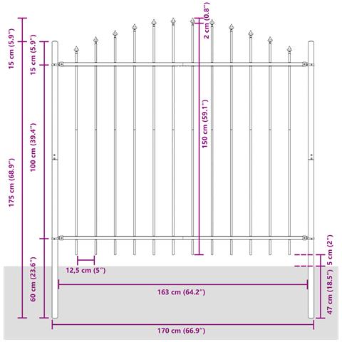 Recinzione da Giardino con Parte Superiore ad Arco Bianca 3,4x1,5 m in Acciaio - Foto 7