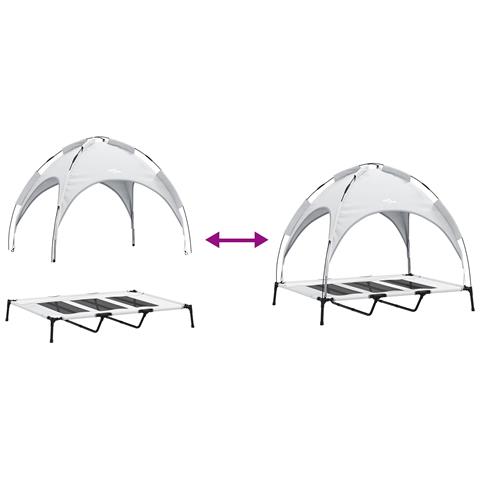 Letto Rialzato per Cani con Tetto Rimovibile Grigio Argento XL Acciaio - Foto 9