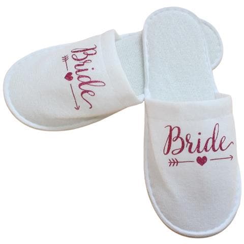 Pantofole Bianche Da Sposa Con Scritta 'bride' Per Feste Di Addio Al Nubilato Red - Foto 1