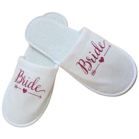 Pantofole Bianche Da Sposa Con Scritta 'bride' Per Feste Di Addio Al Nubilato Red - Foto 4