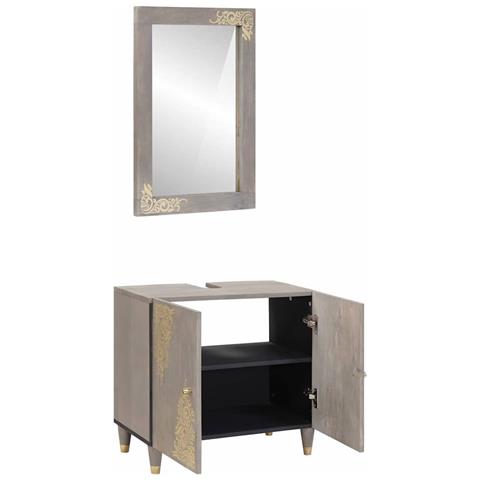 Set di mobili per il bagno 2 pcs Grigio 62 x 33 x 58 cm - Foto 2