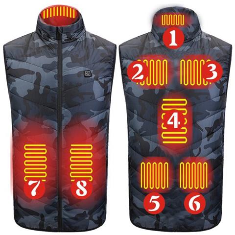 Gilet Riscaldato Mimetico A Otto Zone Con Controllo Singolo - Alimentazione Usb, Regolazione Della Temperatura A 3 Livelli M - Foto 1