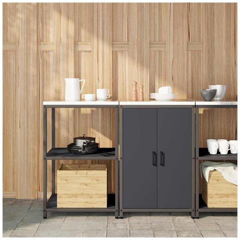 Set di Stoccaggio per Cucina 2 pcs Antracite 120 x 50 x 92 cm - Foto 2