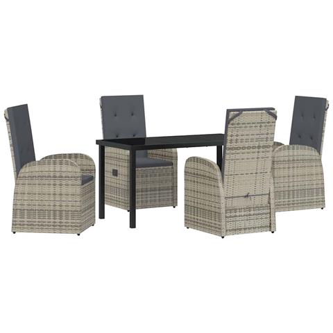 Set da Pranzo per Giardino con cuscino 5 pcs Grigio polyrattan - Foto 1