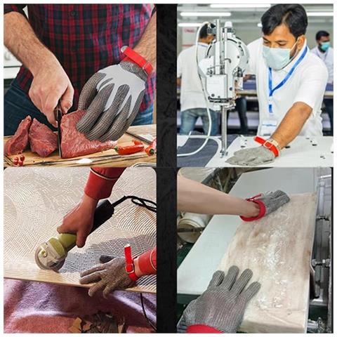 Guanti Resistenti Al Taglio Con Cinturino In Nylon - Maglia In Acciaio Inossidabile 316l Per La Lavorazione Degli Alimenti, Taglio Dei Metalli - Foto 7