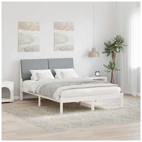 Struttura del Letto Bianco e grigio chiaro 150 x 200 cm - Foto 2