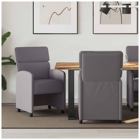 Sedie da Pranzo con Ruote 2 pcs Grigio 58 x 65 x 98 cm - Foto 2