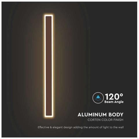 Lampada LED da Muro - Corten - 85x54x625mm, colore Corten - Foto 4
