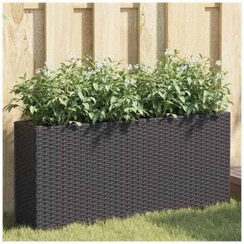 Fioriere da Giardino con 2 Vasi Nere 90x20x40 cm in Polyrattan - Foto 2