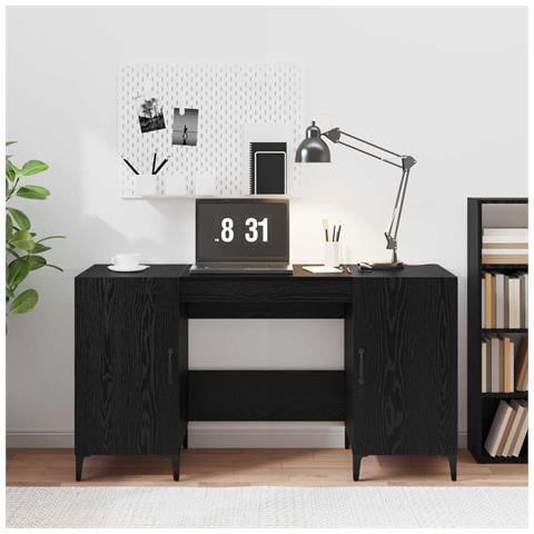 Scrivania Rovere Nero 140 x 50 x 75 cm Legno multistrato - Foto 2