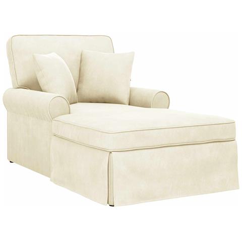 Chaise Longe con Gonna con cuscino 3 pcs Crema Tessuto in Cords - Foto 1