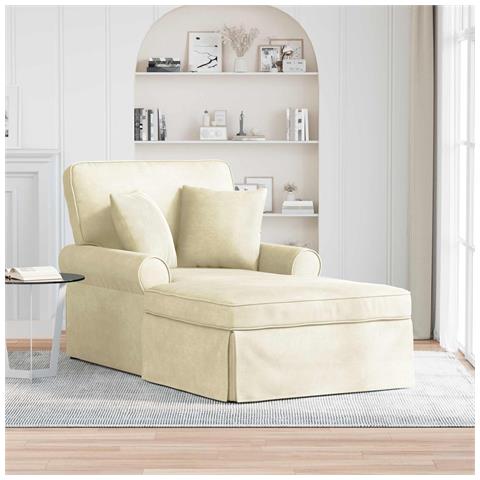 Chaise Longe con Gonna con cuscino 3 pcs Crema Tessuto in Cords - Foto 2