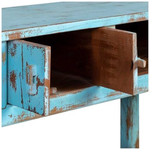 Mobile Da Ingresso In Legno Artigianale Blu Invecchiato 181x45x80h Cm - Foto 8