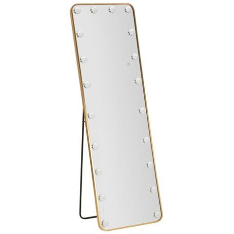 Specchio Da Terra Hollywood Rettangolare Con Cornice Oro E Luci Led 57x166 Cm - Foto 1