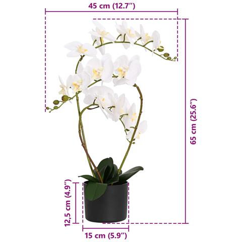 Pianta di Orchidea Artificiale con Vaso Bianco 45 x 15 x 65 cm - Foto 4
