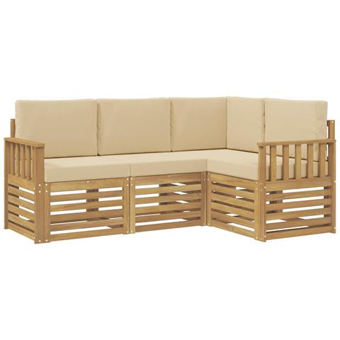 Set di divani da esterno 4 pcs Bianco e Beige - Foto 1