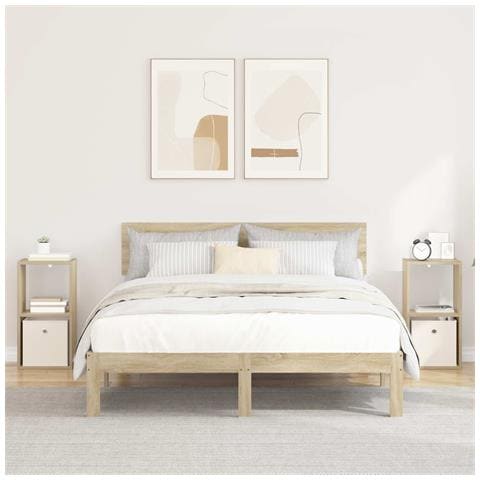 Comodino con cassetto 2 pcs Rovere Sonoma 30,5 x 27 x 59,5 cm - Foto 2