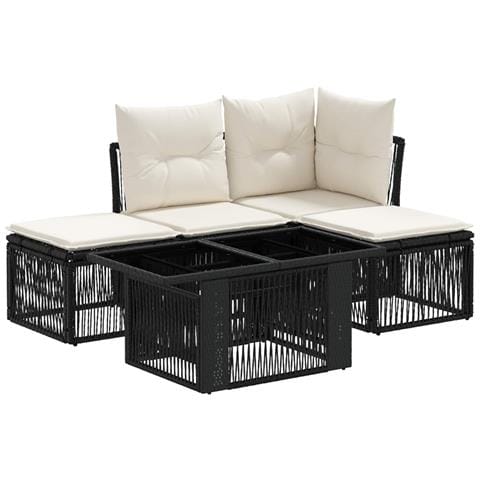 Set Divano da Giardino 5 pz Nero polyrattan - Foto 1