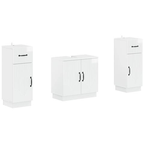 Set di Armadi da Bagno da 2 Pezzi HOORN Bianco Lucido - Foto 1