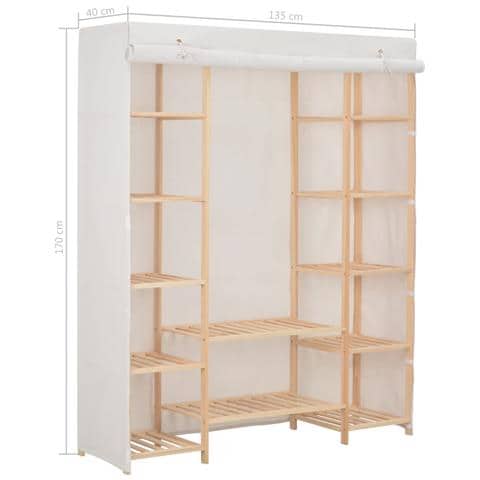 Armadio Bianco 135x40x170 Cm In Tessuto - Foto 2