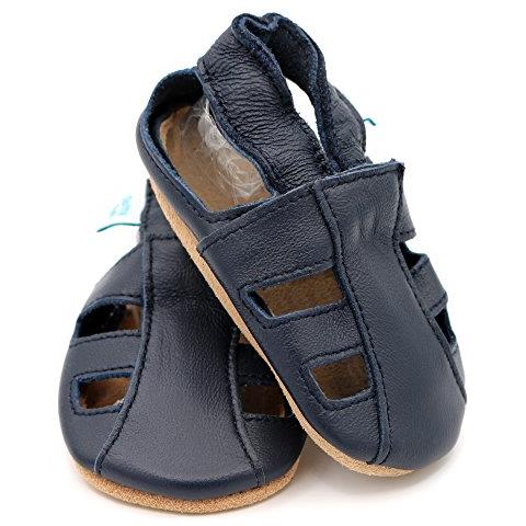 Scarpine In Pelle Morbida Prima Infanzia. Antiscivolo. Sandali Blu Marino. 18-24 Mesi (23 Eu)  - Foto 2