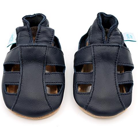 Scarpine In Pelle Morbida Prima Infanzia. Antiscivolo. Sandali Blu Marino. 18-24 Mesi (23 Eu)  - Foto 3