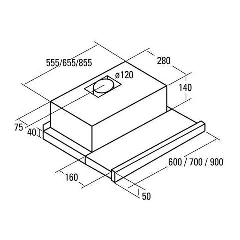 Cappa Tf 2003 600 Gbk Telescopica, Classe Di Efficienza Energetica C, Larghezza 60 Cm, 390 M³ / h, Comando Meccanico, Led, Vetro Nero - Foto 3
