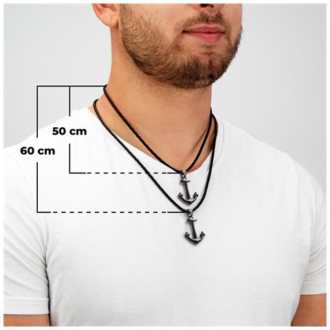 Collana in Pelle per Uomo, ""Anchor"", 50cm, Nero - Foto 2