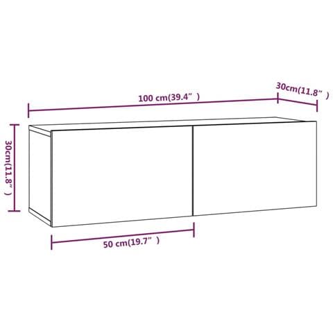 Mobili Tv Da Parete 2 Pz Bianchi 100x30x30 Cm Legno Multistrato - Foto 2