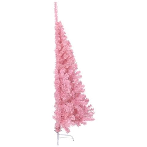 Albero Di Natale Artificiale A Metà Con Supporto Rosa 150cm Pvc - Foto 2