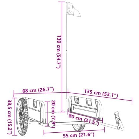 Rimorchio Per Bici Da Carico Arancione Tessuto Oxford E Ferro - Foto 2