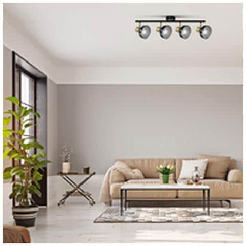 Lampadario Aje-lisa 4p Nero Oro Metallo 40 W 230 V - Foto 2