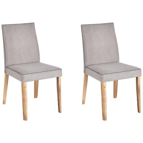 Set Di 2 Sedie Da Pranzo Tessuto Grigio Chiaro Phola - Foto 6