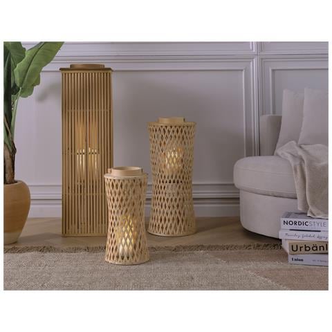 Lanterna Legno Di Bambù Naturale 38 Cm Mactan - Foto 1