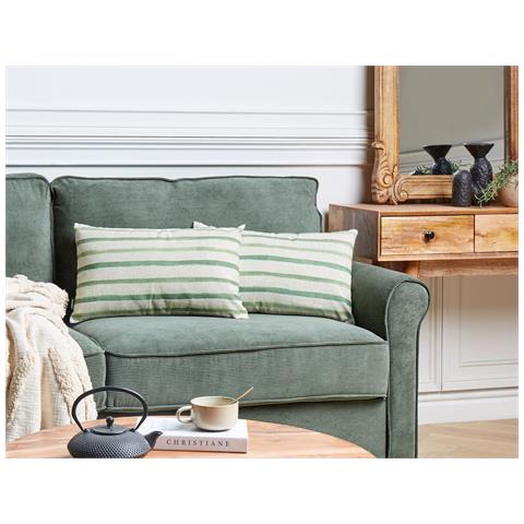 Set Di 2 Cuscini Kafra 30 X 50 Cm Verde A Strisce - Foto 1