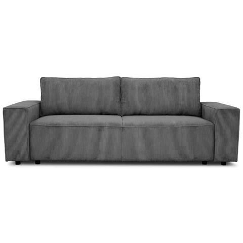 Divano Trasformabile A 3 Posti - Velluto A Coste Antracite - Contenitore - 197 X 117 X 65 Cm - Foto 1