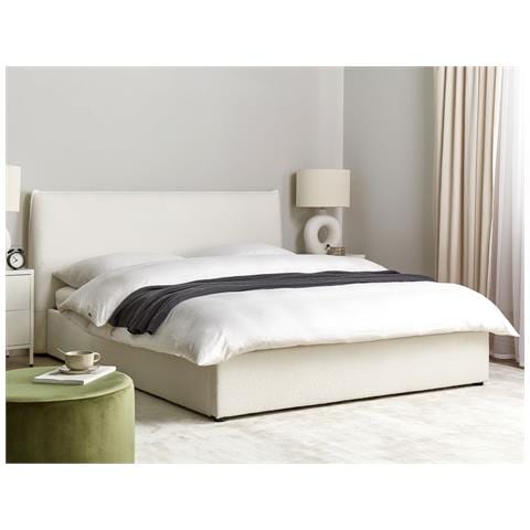 Letto Matrimoniale Contenitore Bouclé Bianco Sporco 160 X 200 Cm Lavaur - Foto 1