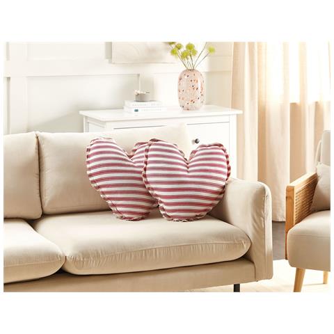 Set Di 2 Cuscini Rubia Cotone 45 X 45 Cm Rosso A Strisce - Foto 1
