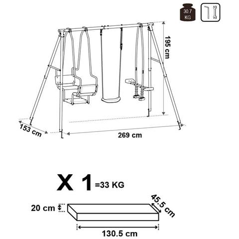 Altalena Gioco Da Giardino In Acciaio 5 Posti Per Bambini Winnie Five - Foto 2