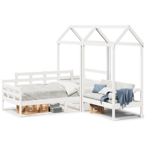 Set Dormeuse E Panca Con Tetto Bianco 90x200cm Massello Pino - Foto 1